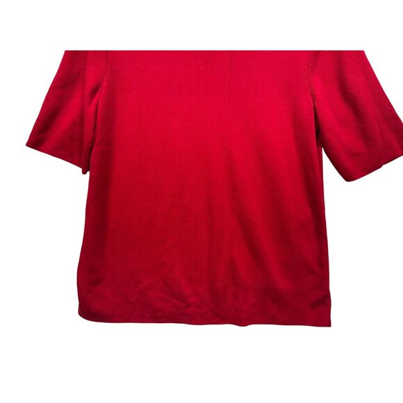 Talbots Womens Knit Top Cutout Collar Design Size L Red Office Classic Casual - Picture 5 of 10